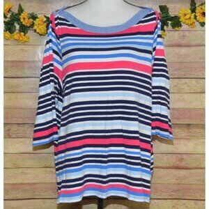 Tommy Hilfiger Woman's Colorful Striped Knit Blouse Top Plus Size 2X Casual